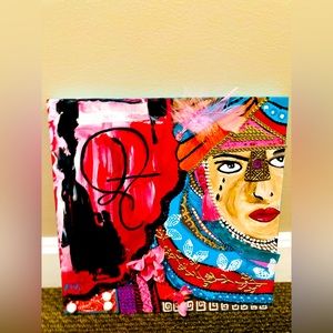 ORIGINAL  NEW ! 12 x12 acrylic painting by Doka Art!!